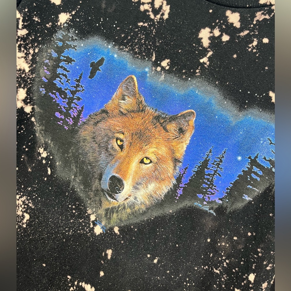 Vintage Y2K bleached wolf, nature, graphic T-shirt, men’s XL - Picture 2 of 7